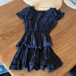 Aqua Black Ruffled Kids Dress